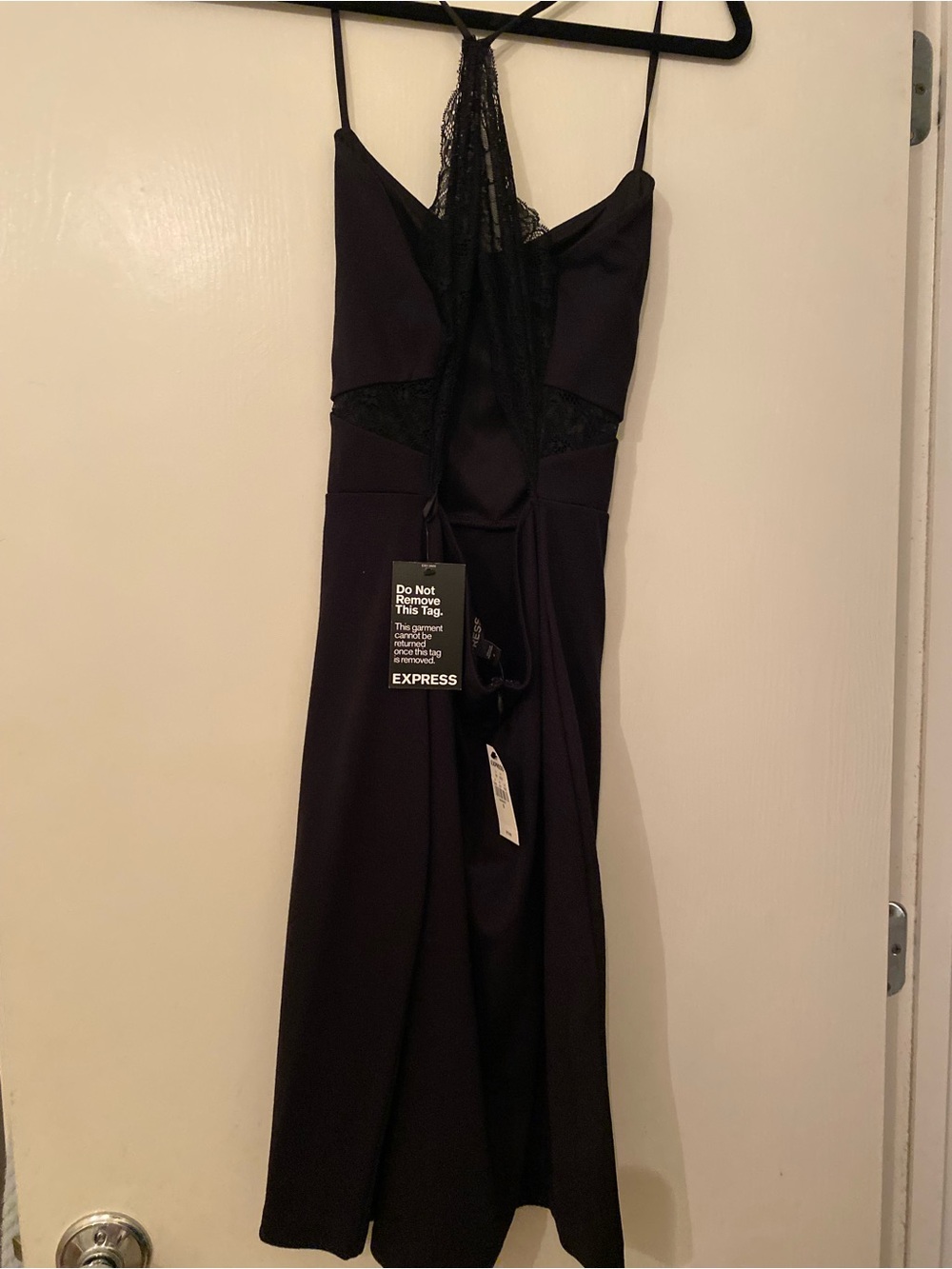 Express Black Lace-Accent Slip Dress